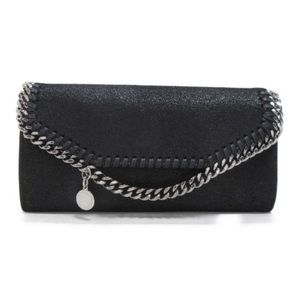 Stella McCartney Falabella black leather continental chain trim wallet NWOT